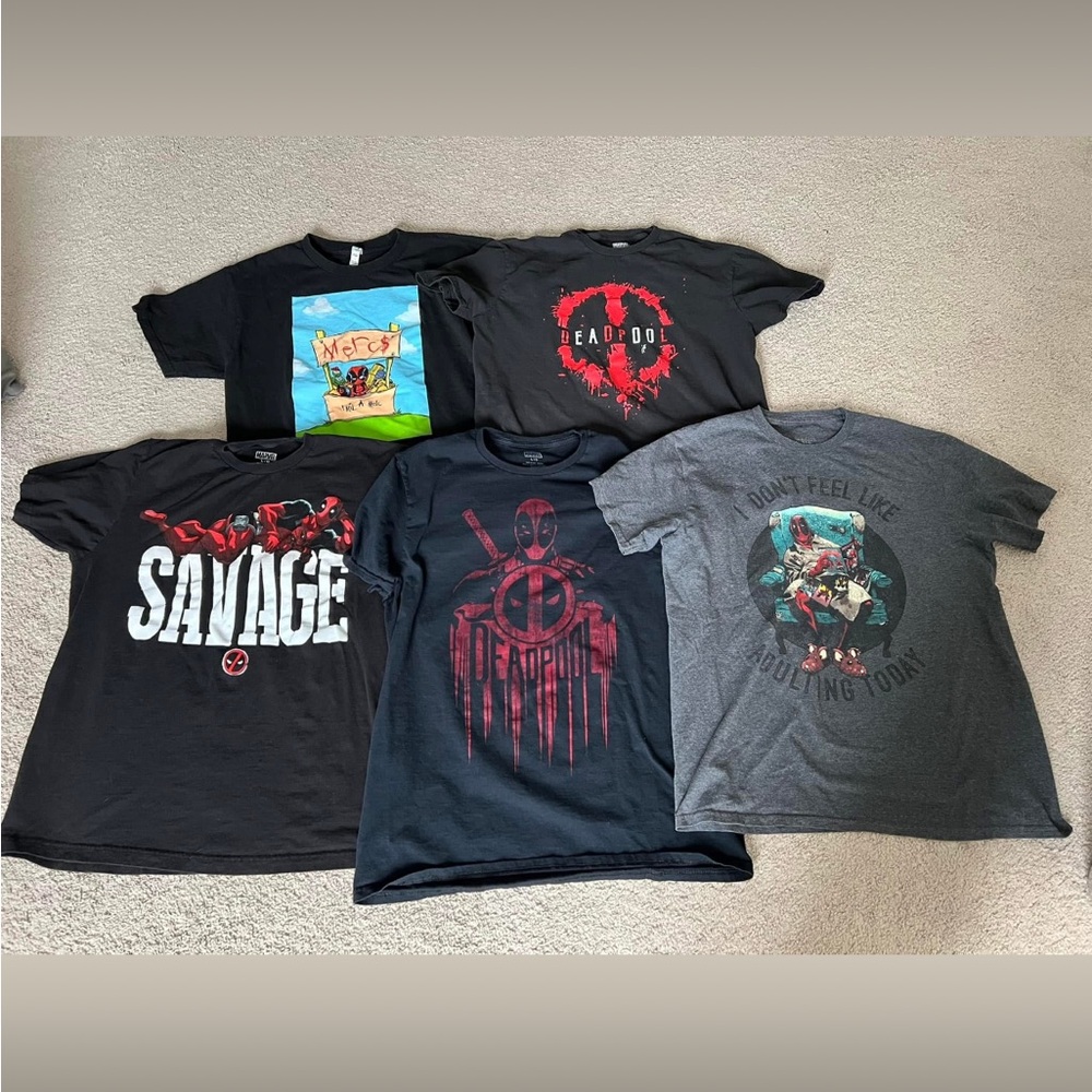 Marvel Deadpool Graphic T-Shirts - Black and Gray